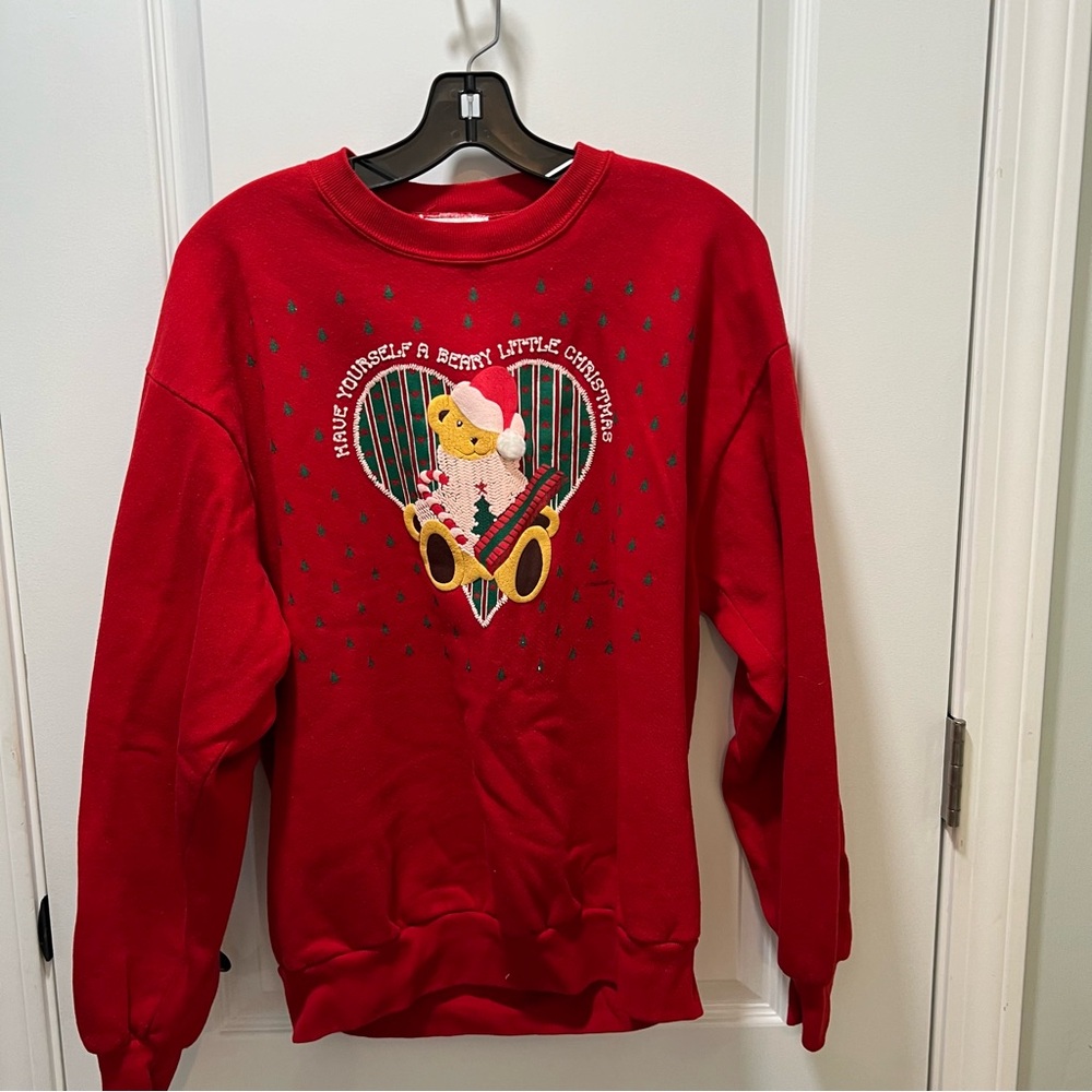 Vintage Christmas Crewneck Sweater Size Large Ugly Christmas Sweater